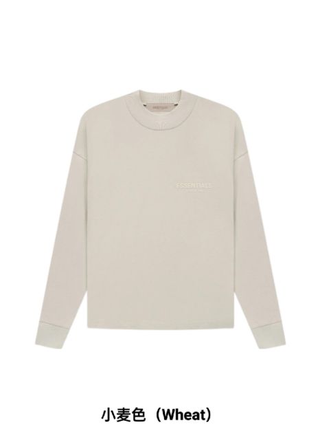 1:1 quality version 27968544 Beige Flocked Letter Long Sleeve T-Shirt 3 colors