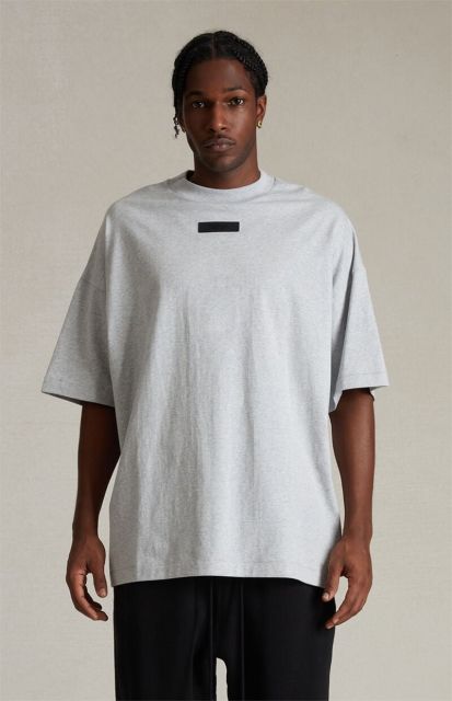 1:1 quality version Three-dimensional rubber label letter LOGO Light Heather Grey Tee & Shorts Set
