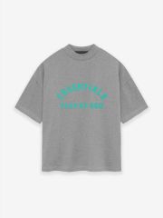1:1 quality version Mint Green Curved Letter Dark Heather Oatmeal Tee &  Shorts Set