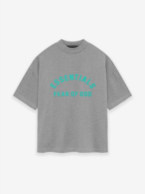 1:1 quality version Mint Green Curved Letter Dark Heather Oatmeal Tee &  Shorts Set
