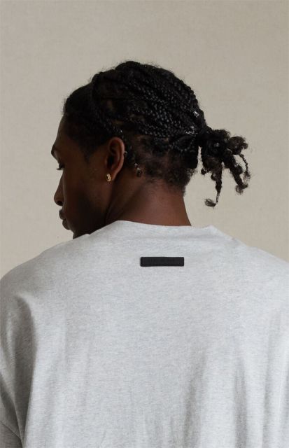 1:1 quality version Three-dimensional rubber label letter LOGO Light Heather Grey Tee & Shorts Set