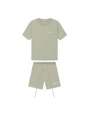 1:1 quality version 27956133 Beige Flocked Letter Tee &  Terry Shorts Set 3 colors