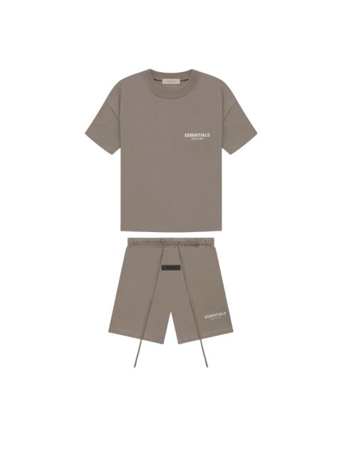 1:1 quality version 27956133 Beige Flocked Letter Tee &  Terry Shorts Set 3 colors