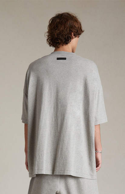 1:1 quality version Three-dimensional rubber label letter LOGO Dark Heather Oatmeal Tee & Shorts Set