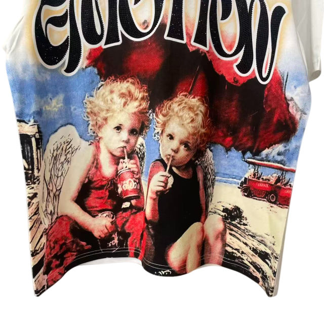 Angel Drinking Cola Black Diamond letter printed Tee 2 colors 28572183