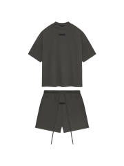 1:1 quality version Three-dimensional adhesive label letters LOGO Ink black Tee &  Shorts Set