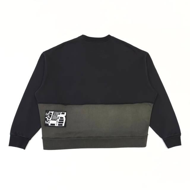 1:1 quality version Black and Gray Patchwork Crewneck Sweatshirt