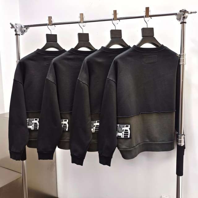 1:1 quality version Black and Gray Patchwork Crewneck Sweatshirt