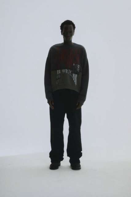 1:1 quality version Black and Gray Patchwork Crewneck Sweatshirt