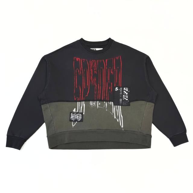 1:1 quality version Black and Gray Patchwork Crewneck Sweatshirt