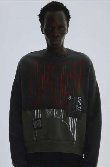 1:1 quality version Black and Gray Patchwork Crewneck Sweatshirt