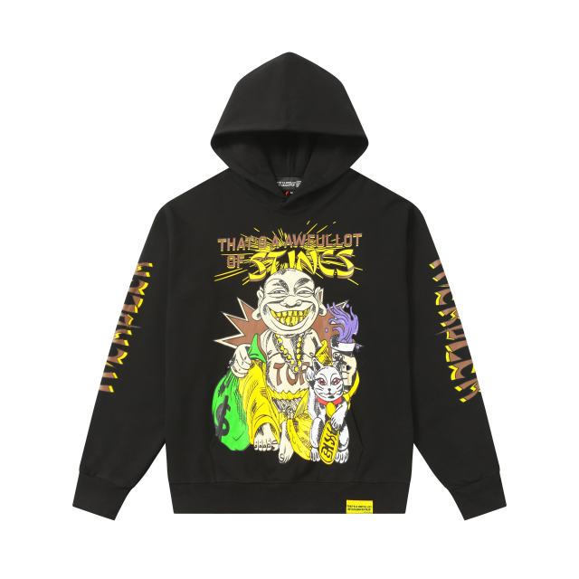 Maneki Neko Cartoon Character Print Hoodie 2 colors 28600192