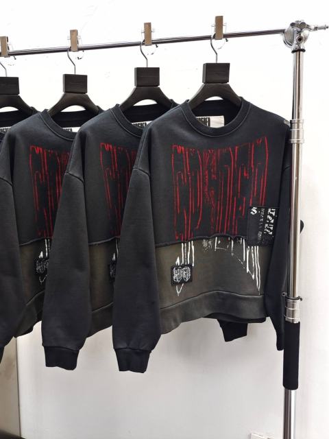 1:1 quality version Black and Gray Patchwork Crewneck Sweatshirt