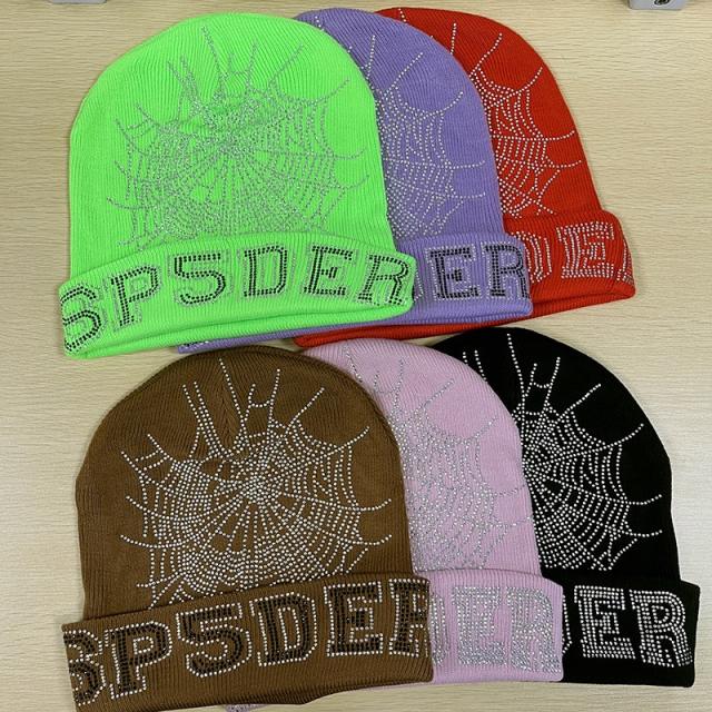 Sp*der Rhinestone Beanie Hat