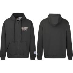 Gallery Dept Basic Clean Fits Zipped Hoodie Black Gray Dark Gray