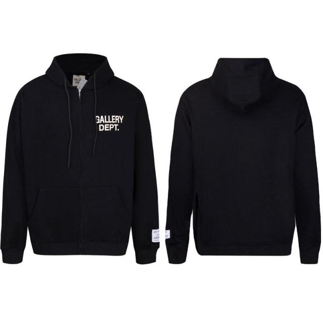 Gallery Dept Basic Clean Fits Zipped Hoodie Black Gray Dark Gray