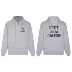 Gallery Dept Basic Clean Fits Zipped Hoodie Black Gray Dark Gray