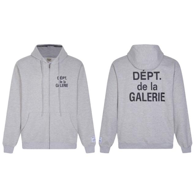 Gallery Dept Basic Clean Fits Zipped Hoodie Black Gray Dark Gray