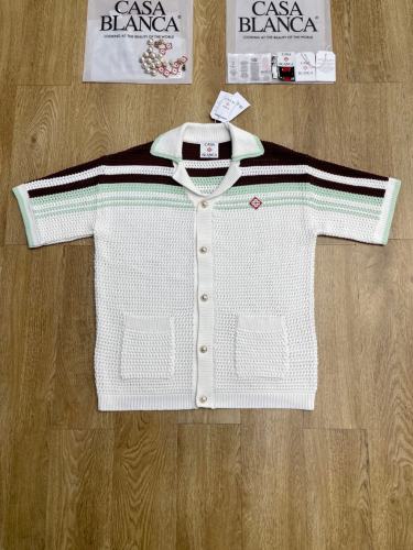 1:1 Quality Casa Vintage Pearl Button Ripple Cutout Knit Polo Shirt & Shorts Set