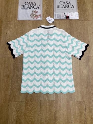 1:1 Quality Casa Vintage Pearl Button Ripple Cutout Knit Polo Shirt & Shorts Set