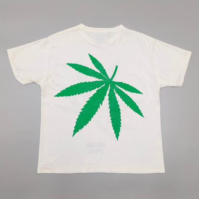 1:1 quality version GD Front and back large green leaf print Tee