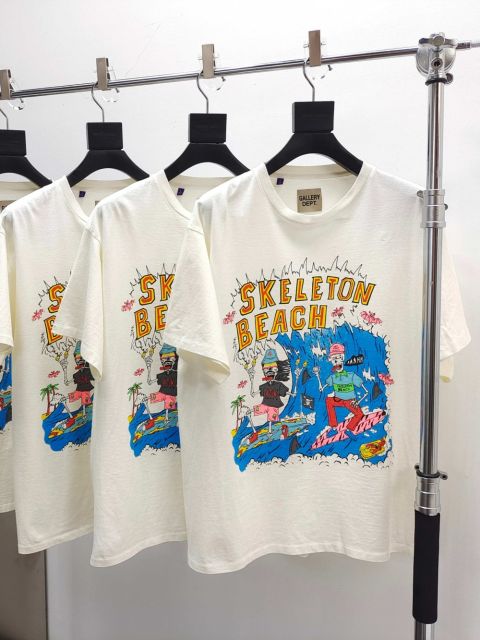 1:1 quality Gallery Dept Double Skull Surf Print Aged Tee