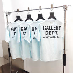 Gallery Dept 1:1 quality version Hand Painted Splash Ink Hollywood Letter Print Tee Blue