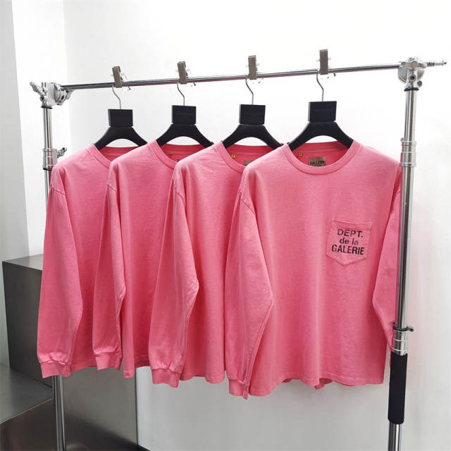 Gallery Dept 1:1 quality version Chest Pocket French Letter Logo Long Sleeve T-Shirt 3 colors