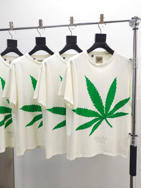 1:1 quality version GD Front and back large green leaf print Tee
