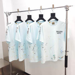 Gallery Dept 1:1 quality version Hand Painted Splash Ink Hollywood Letter Print Tee Blue