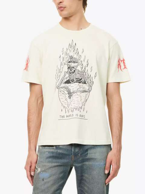 1:1 quality version Gallery Dept Skull Globe Sanskrit Letter Print Tee