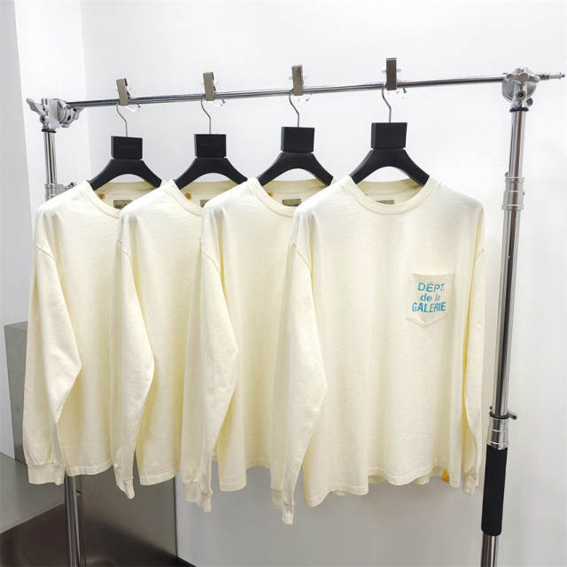 Gallery Dept 1:1 quality version Chest Pocket French Letter Logo Long Sleeve T-Shirt 3 colors