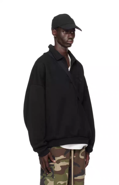 1:1 quality version 28434022 BACK TO SCHOOL Fleece Logo printed collar polo hoodie 2 colors