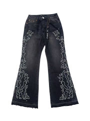1:1 quality version  Line Embroidered Rhinestone Micro-Flared Jeans 2 colors 28624541