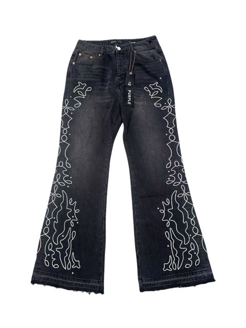 1:1 quality version  Line Embroidered Rhinestone Micro-Flared Jeans 2 colors 28624541