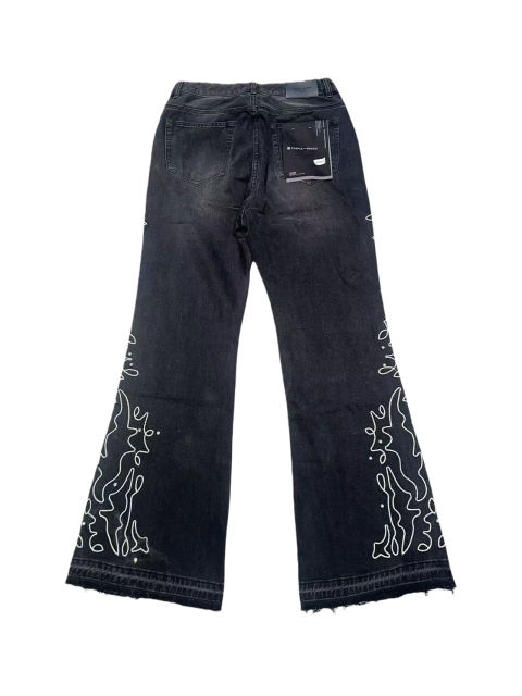 1:1 quality version  Line Embroidered Rhinestone Micro-Flared Jeans 2 colors 28624541