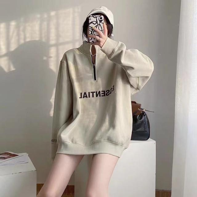Fear of God Half Zipper Essentials Crewneck Sweatshirt (Black/Gray/Beige/Khaki)