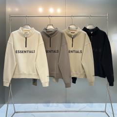 Fear of God Half Zipper Essentials Crewneck Sweatshirt (Black/Gray/Beige/Khaki)