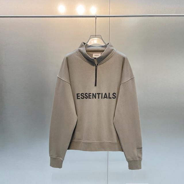 Fear of God Half Zipper Essentials Crewneck Sweatshirt (Black/Gray/Beige/Khaki)