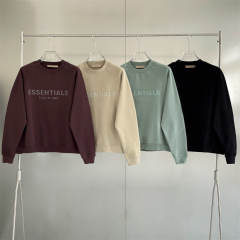 Essentials Fog Fear of God back Rubber Logo Crewneck Sweatshirt 4 Colors (Black/Burgundy/Green/Beige)