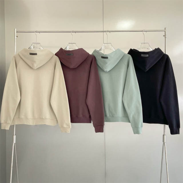 Essentials Fog Fear of God back Rubber Logo Hoodies 4 Colors (Black/Burgundy/Green/Beige)