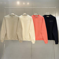 Essentials Fog Fear of God back Rubber Small Logo Crewneck Sweatshirt 4 Colors (Khaki/Black/Pink/Beige)