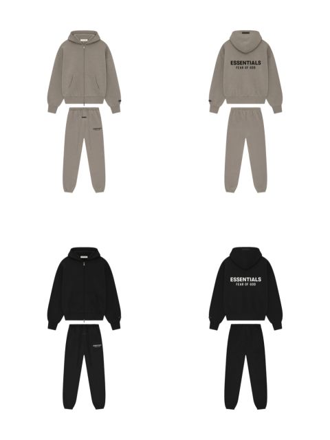 1:1 quality version 28389990 ALWAYS ON Classic Zipper Style Back Silicone Letter Hoodie & Sweatpants Set 2 colors
