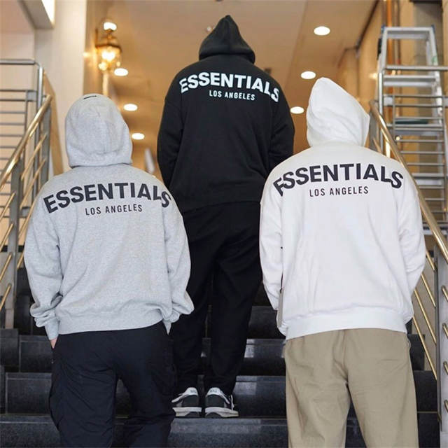 Fear of God Essentials 3M Reflective Los Angels Hoodie (Beige Brown Black White)