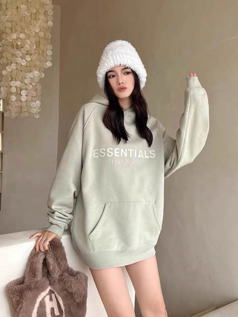 Essentials Fog Fear of God back Rubber Logo Hoodies 4 Colors (Black/Burgundy/Green/Beige)