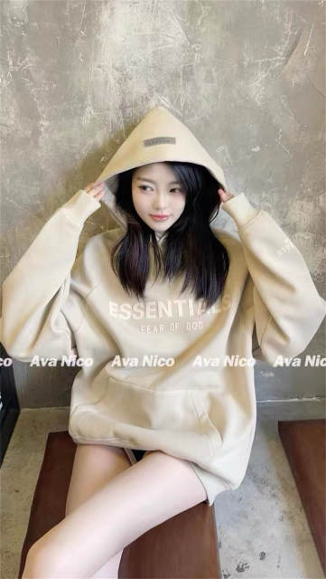 Essentials Fog Fear of God back Rubber Logo Hoodies 4 Colors (Black/Burgundy/Green/Beige)