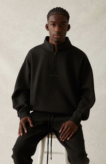 1:1 quality version Back Silicone Letter Mockneck Half-Zip Sweatshirt 5 colors 28529897