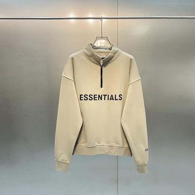 Fear of God Half Zipper Essentials Crewneck Sweatshirt (Black/Gray/Beige/Khaki)