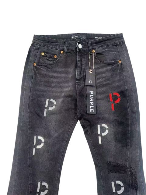 1:1 quality version Red and White Letter P Embroidered Flared Jeans 28648679