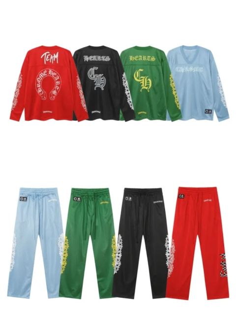 CH Mesh Flower Arm Hockey Long Sleeve T-Shirt Pants Set